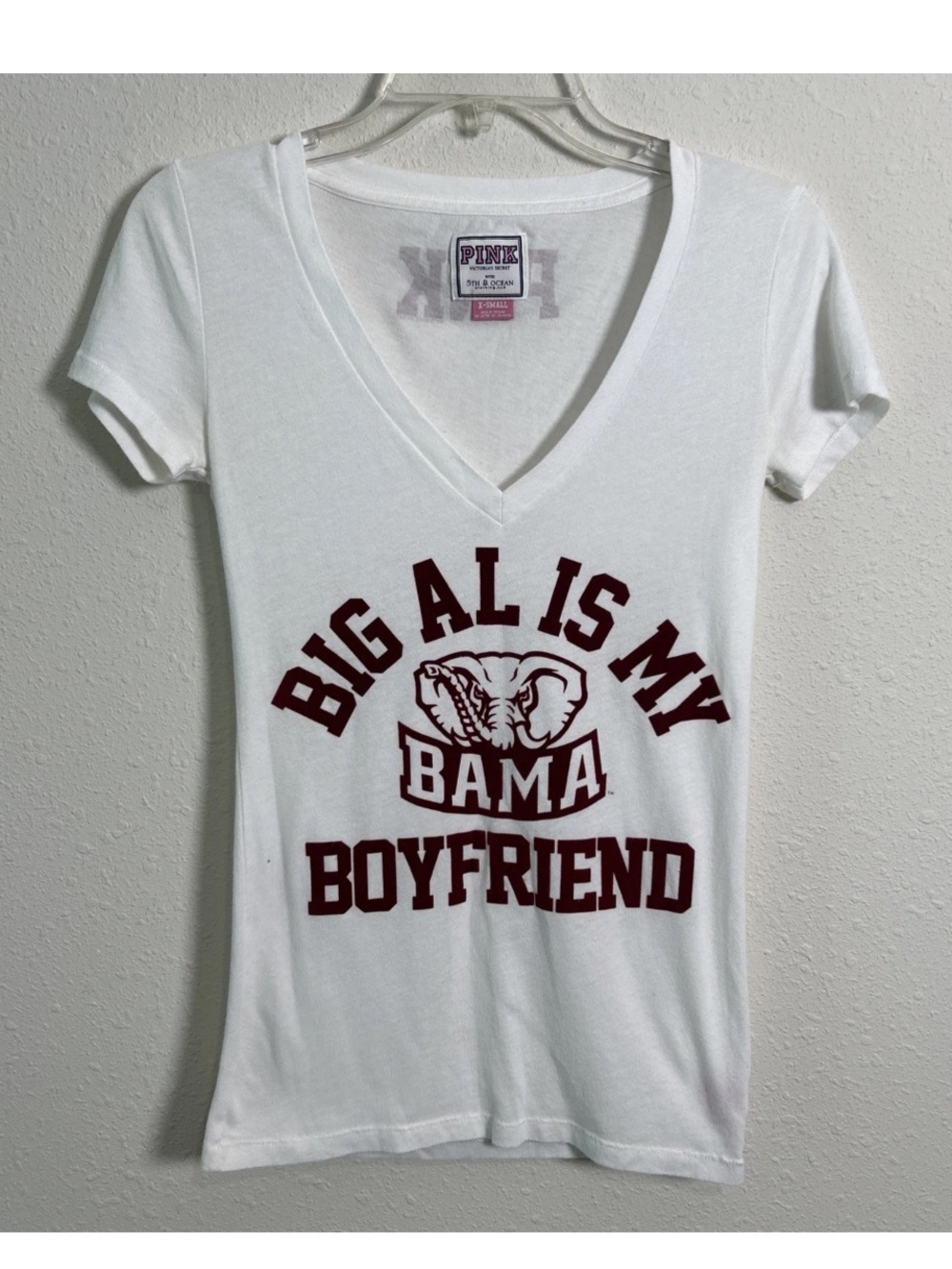 PINK Victoria’s Secret University Of Alabama Big AL Women’s T-Shirt Sz XS White